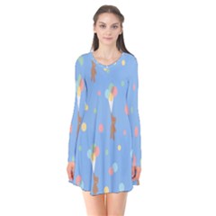 Bear 5 Long Sleeve V-neck Flare Dress by nateshop