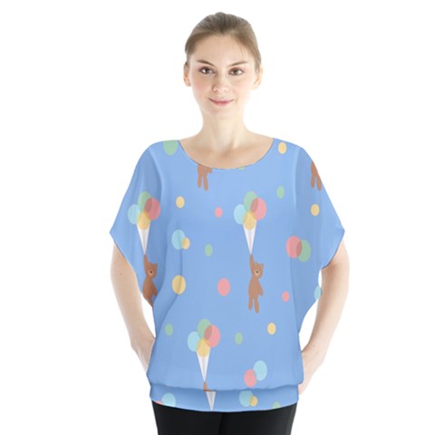 Bear 5 Batwing Chiffon Blouse by nateshop