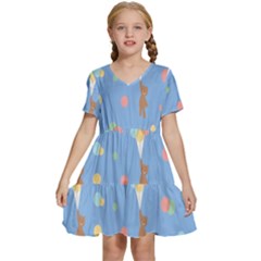 Bear 5 Kids  Short Sleeve Tiered Mini Dress by nateshop