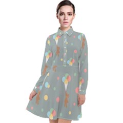 Bear 7 Long Sleeve Chiffon Shirt Dress by nateshop