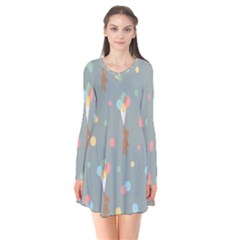 Bear 7 Long Sleeve V-neck Flare Dress by nateshop