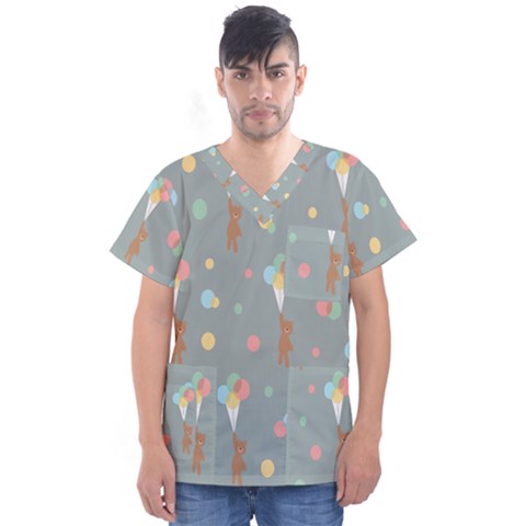 Bear 7 Men s V-neck Scrub Top by nateshop