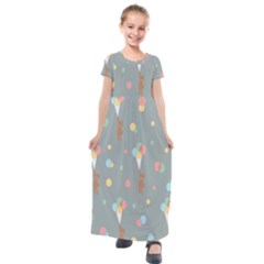 Bear 7 Kids  Short Sleeve Maxi Dress by nateshop