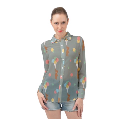 Bear 7 Long Sleeve Chiffon Shirt by nateshop