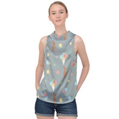 Bear 7 High Neck Satin Top by nateshop