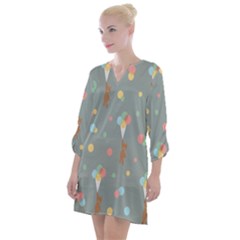 Bear 7 Open Neck Shift Dress by nateshop