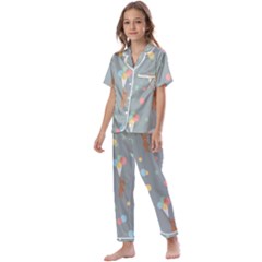 Bear 7 Kids  Satin Short Sleeve Pajamas Set by nateshop