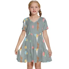 Bear 7 Kids  Short Sleeve Tiered Mini Dress by nateshop