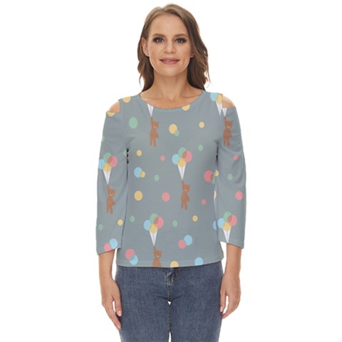 Bear 7 Cut Out Wide Sleeve Top by nateshop