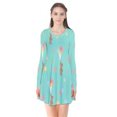 Bear 6 Long Sleeve V-neck Flare Dress by nateshop