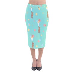 Bear 6 Velvet Midi Pencil Skirt by nateshop