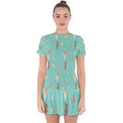 Bear 6 Drop Hem Mini Chiffon Dress by nateshop