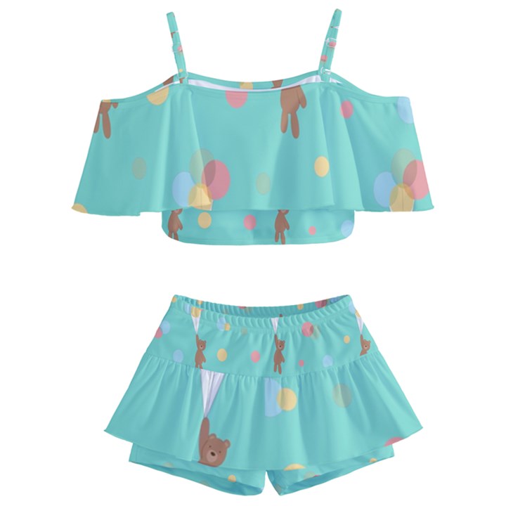 Bear 6 Kids  Off Shoulder Skirt Bikini