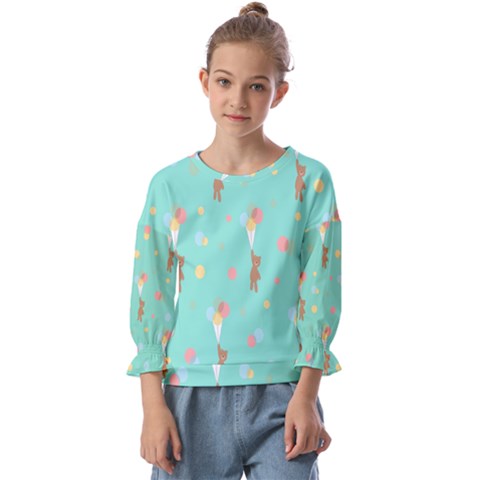 Bear 6 Kids  Cuff Sleeve Top by nateshop