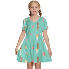 Bear 6 Kids  Short Sleeve Tiered Mini Dress by nateshop