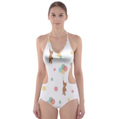 Bear Cut-out One Piece Swimsuit by nateshop