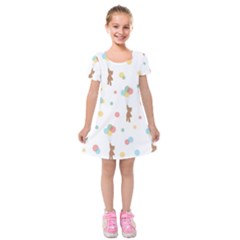 Bear Kids  Short Sleeve Velvet Dress by nateshop