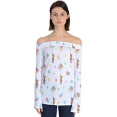 Bear Off Shoulder Long Sleeve Top by nateshop