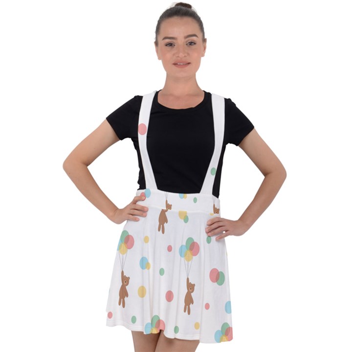 Bear Velvet Suspender Skater Skirt