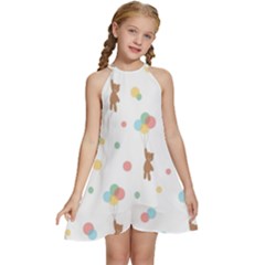 Bear Kids  Halter Collar Waist Tie Chiffon Dress by nateshop