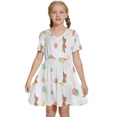 Bear Kids  Short Sleeve Tiered Mini Dress by nateshop