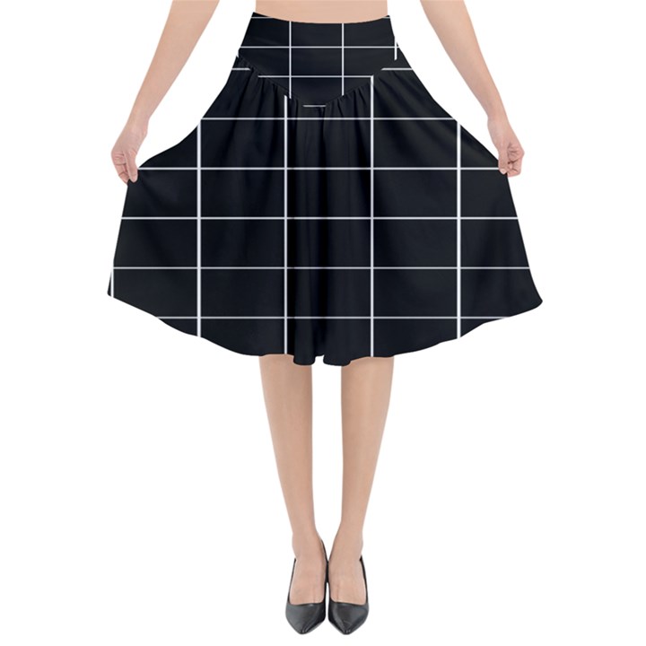 Box Black Flared Midi Skirt