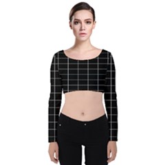 Box Black Velvet Long Sleeve Crop Top by nateshop