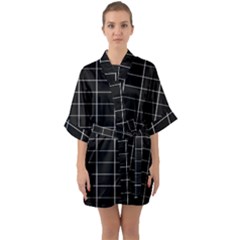 Box Black Half Sleeve Satin Kimono  by nateshop