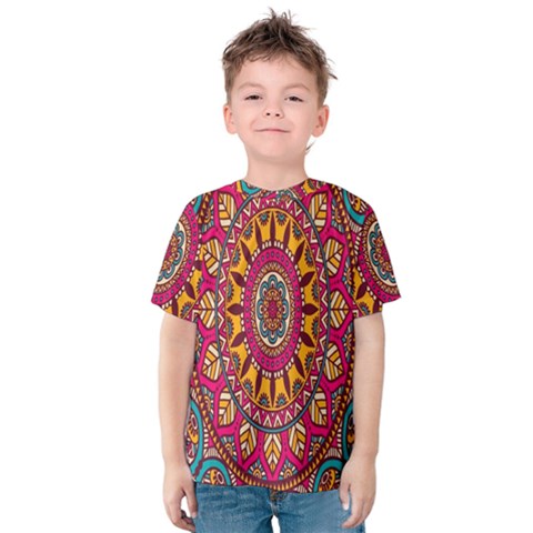 Buddhist Mandala Kids  Cotton Tee by nateshop