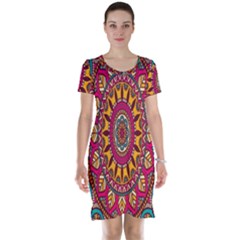 Buddhist Mandala Short Sleeve Nightdress by nateshop