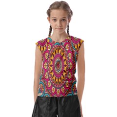 Buddhist Mandala Kids  Raglan Cap Sleeve Tee by nateshop