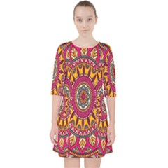 Buddhist Mandala Quarter Sleeve Pocket Dress by nateshop