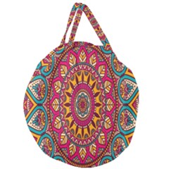 Buddhist Mandala Giant Round Zipper Tote by nateshop