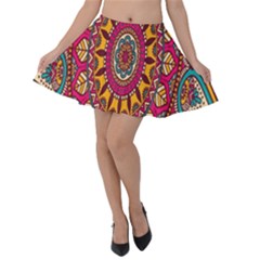 Buddhist Mandala Velvet Skater Skirt by nateshop