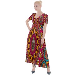 Buddhist Mandala Button Up Short Sleeve Maxi Dress by nateshop