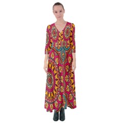 Buddhist Mandala Button Up Maxi Dress by nateshop