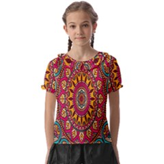 Buddhist Mandala Kids  Frill Chiffon Blouse