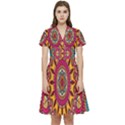 Buddhist Mandala Short Sleeve Waist Detail Dress View1