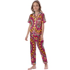 Buddhist Mandala Kids  Satin Short Sleeve Pajamas Set by nateshop