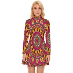 Buddhist Mandala Long Sleeve Velour Longline Dress by nateshop