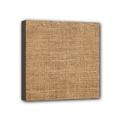 Burlap Texture Mini Canvas 4  X 4  (stretched)