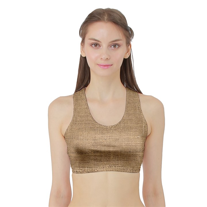 Burlap Texture Sports Bra with Border