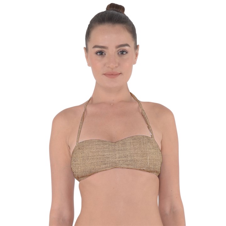 Burlap Texture Halter Bandeau Bikini Top