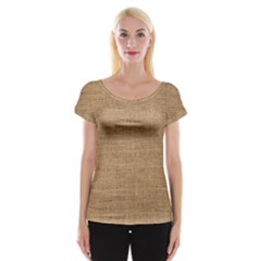 Burlap Texture Cap Sleeve Top by nateshop