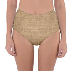 Burlap Texture Reversible High-waist Bikini Bottoms by nateshop