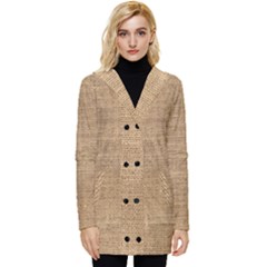 Burlap Texture Button Up Hooded Coat  by nateshop