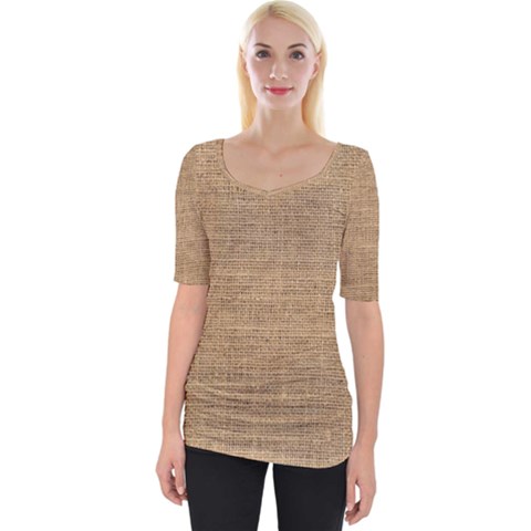 Burlap Texture Wide Neckline Tee by nateshop