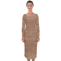 Burlap Texture Quarter Sleeve Midi Bodycon Dress by nateshop