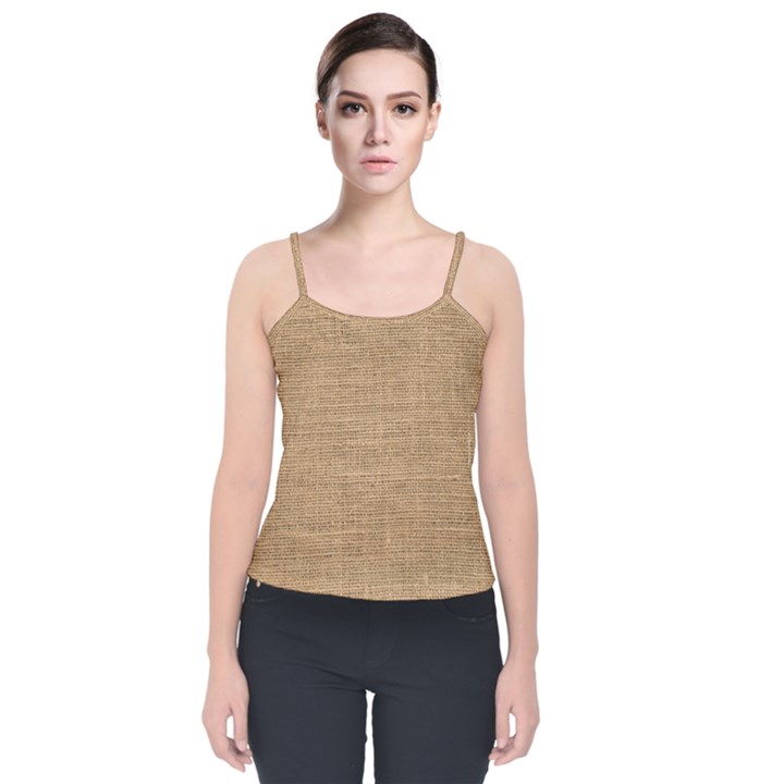 Burlap Texture Velvet Spaghetti Strap Top