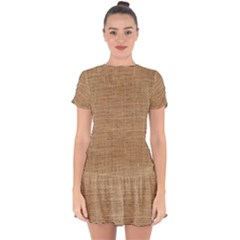 Burlap Texture Drop Hem Mini Chiffon Dress by nateshop